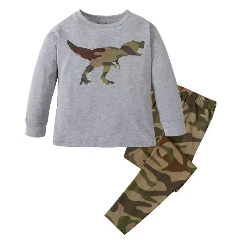 Long-Sleeved Cartoon Print Autumn Kids Clothing Set