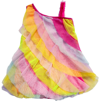 Sleeveless Rainbow Color Beach Dress For Kids Girls childrensterritory