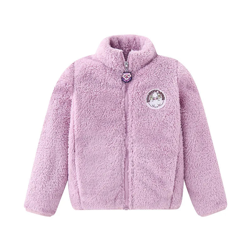 Little Girls and Boys Solid Color Plush Warm Zipper Outerwear childrensterritory