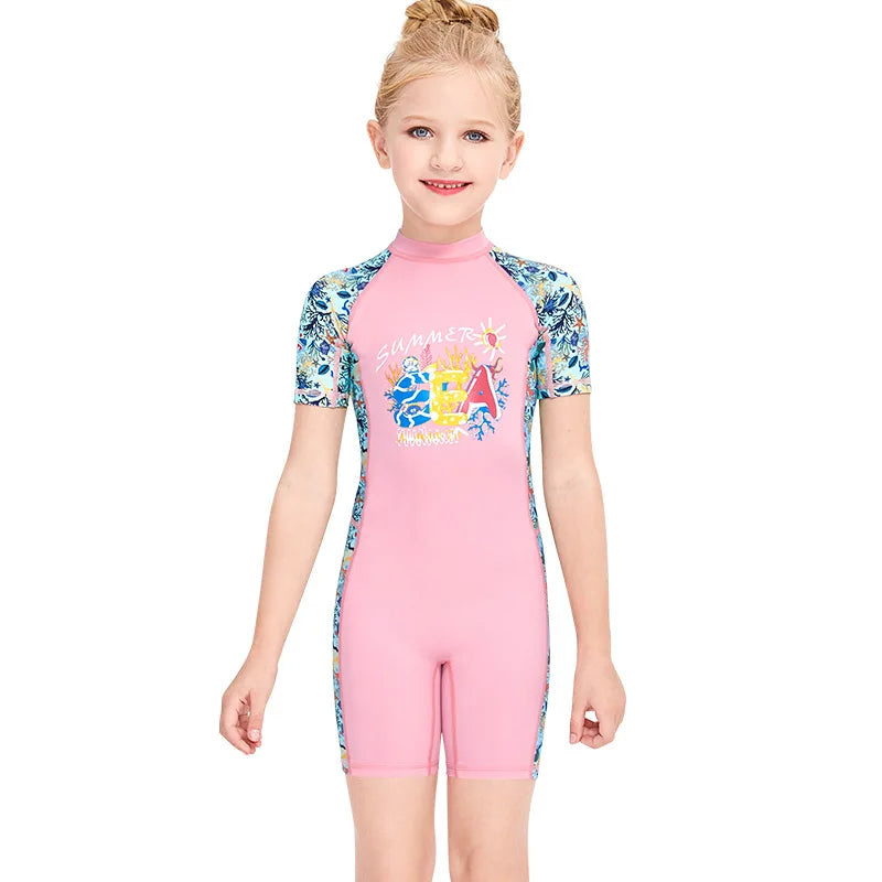 Kids Girls UV Protective Long Sleeve Sports Swimsuits childrensterritory