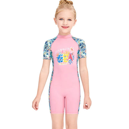 Kids Girls UV Protective Long Sleeve Sports Swimsuits childrensterritory