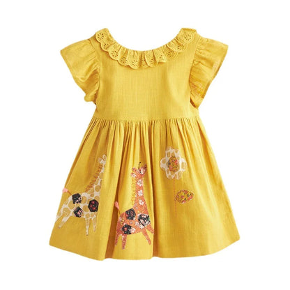 Little Girls Stylish Printed Elegant Summer Dresses childrensterritory