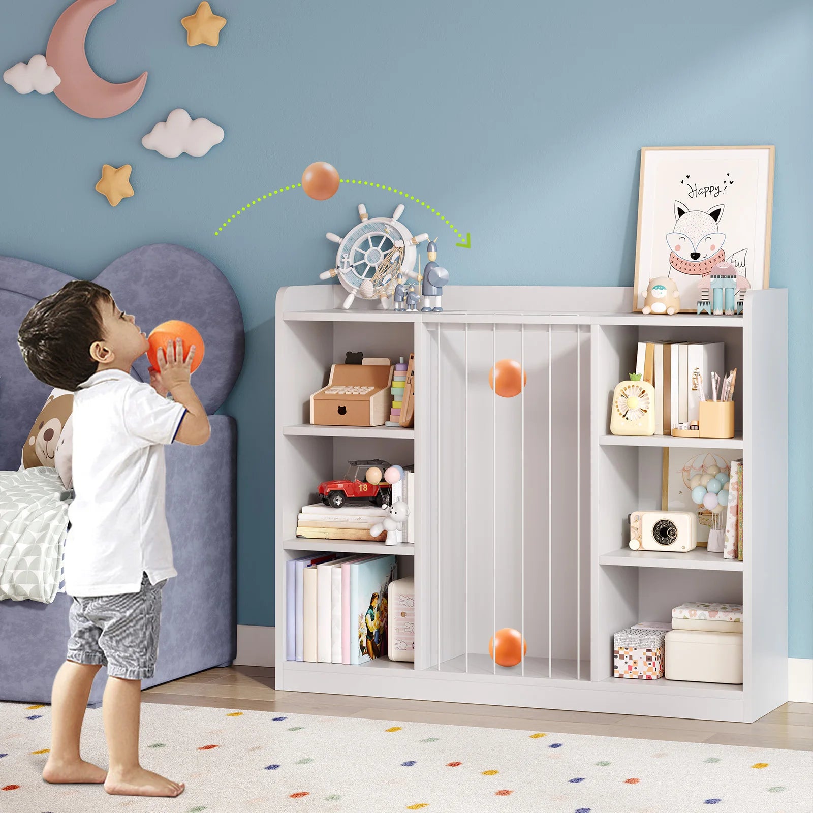 Plush Toy Organizers with 8 Storage Cubbies for Kids Rooms