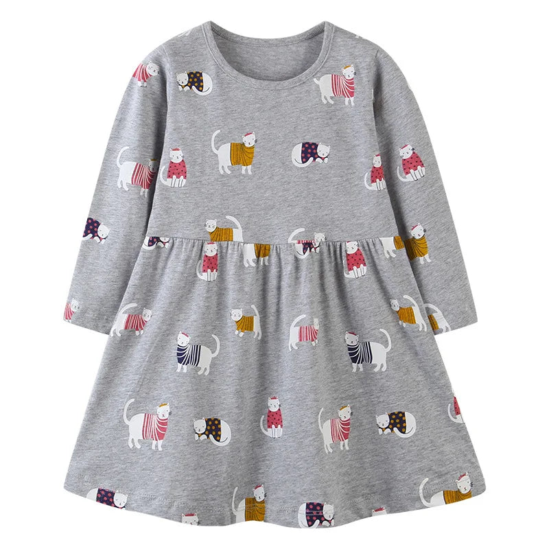 Long-Sleeved Printed Summer Dresses For Girls childrensterritory