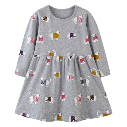 Long-Sleeved Printed Summer Dresses For Girls childrensterritory