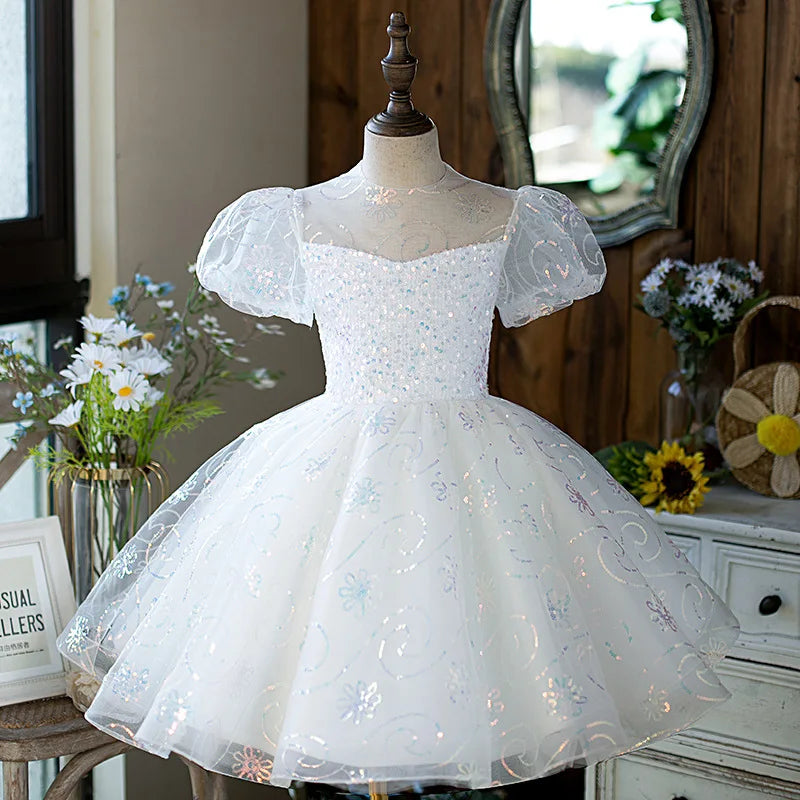 Baby/Kid Girls Feather Sequins Tutu Birthday Party Dress childrensterritory
