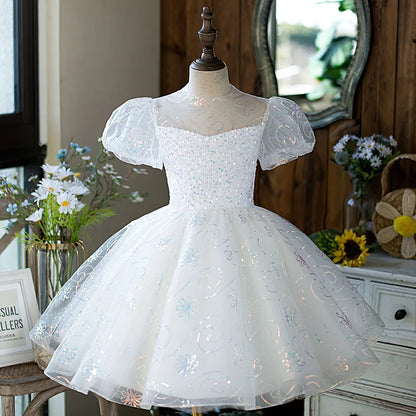 Baby/Kid Girls Feather Sequins Tutu Birthday Party Dress childrensterritory