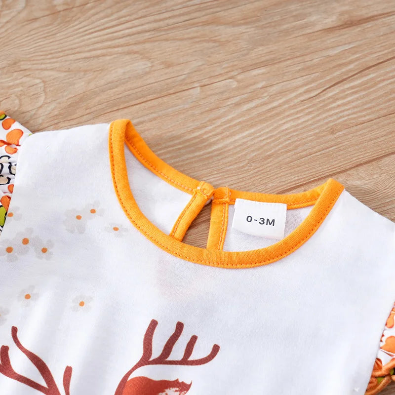 Cartoon Elf Deer Print Soft Cotton Baby Summer Romper