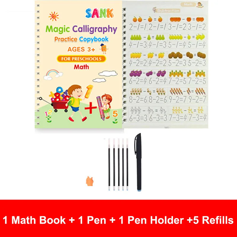 Kids 4pcs Reusable Sank Magic Practice English Version Copybook childrensterritory
