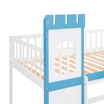 Twin Over Twin Castle Bunk Bed with Ladder childrensterritory