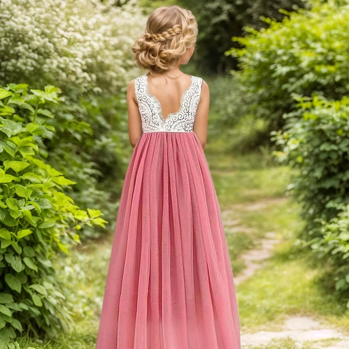 Little Girls Flower Lace Design Summer Birthday Dresses childrensterritory