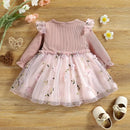 Bowknot Floral Embroidered Mesh Dress for Baby Girl's Events childrensterritory