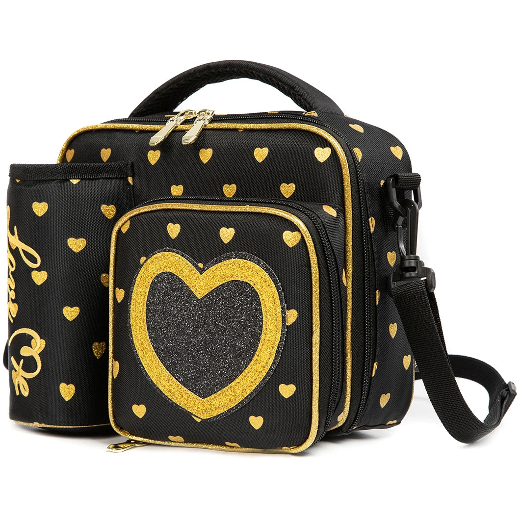 Kids Printed Waterproof Thermal Lunch Bags with Bottle Pocket