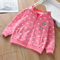 Little Girls Cute Cartoon Heart Print Soft Autumn Hooded Jackets childrensterritory