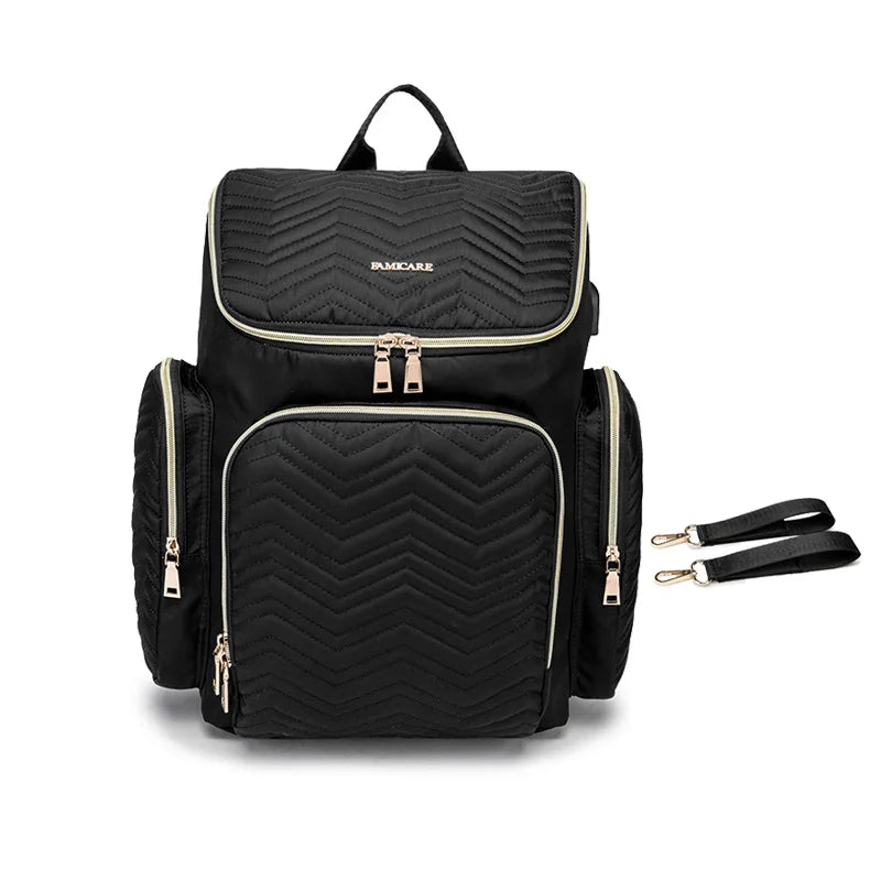 Waterproof Multifunctional Baby Diaper Bag with USB Charging
