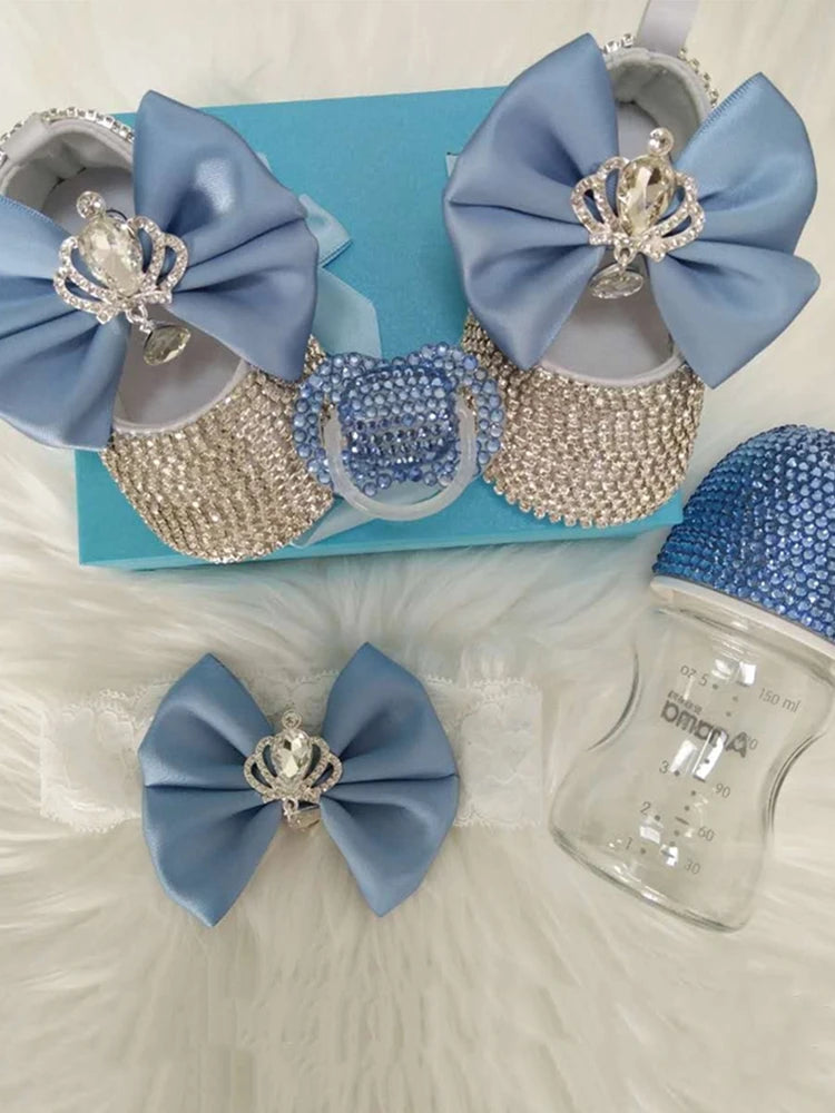 Luxury Keepsake Diamond Baby Bottles and Shoes Headband Set childrensterritory