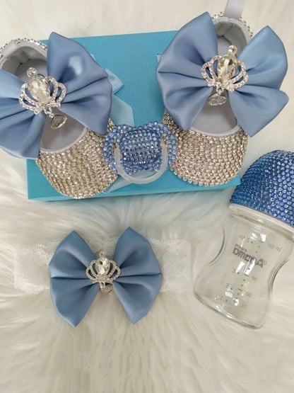 Luxury Keepsake Diamond Baby Bottles and Shoes Headband Set childrensterritory