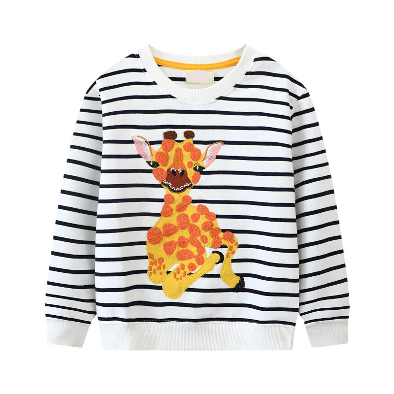 Long Sleeve Cartoon Embroidery Children Girls Sweatshirts childrensterritory