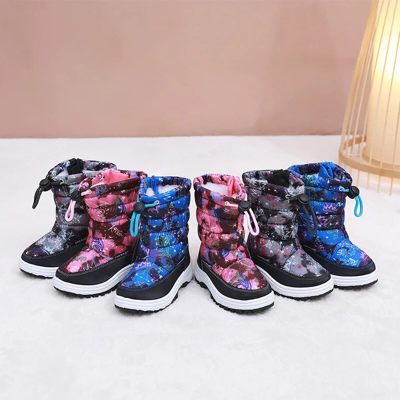 Kids Boys and Girls High Barrel Plus Fleece Winter Snow Boots childrensterritory
