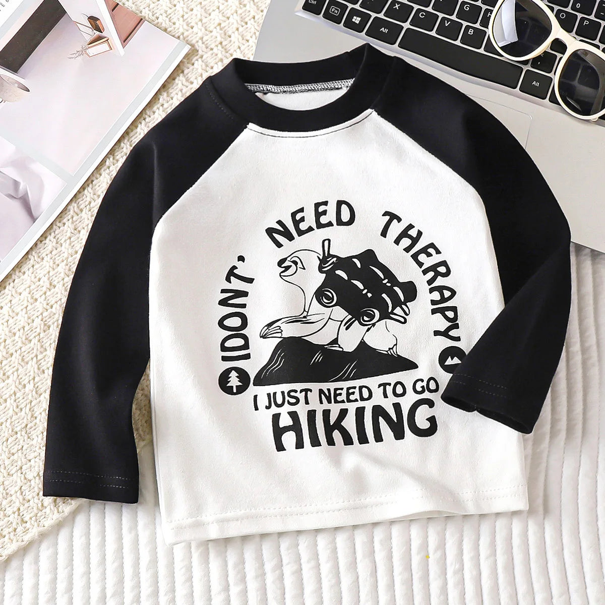 Cute Cartoon and Letter Print Kids Long Sleeve T-shirts