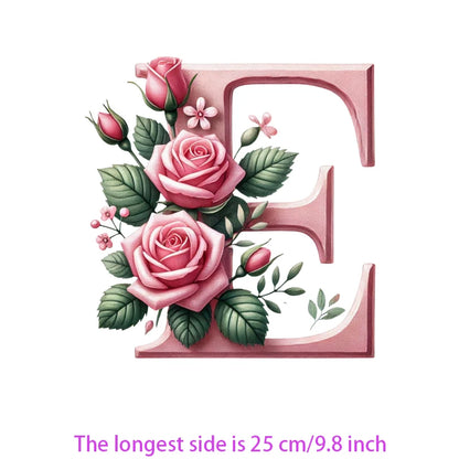 Flower Letter Ironing Transfers Decals For Clothing Diy Appliques