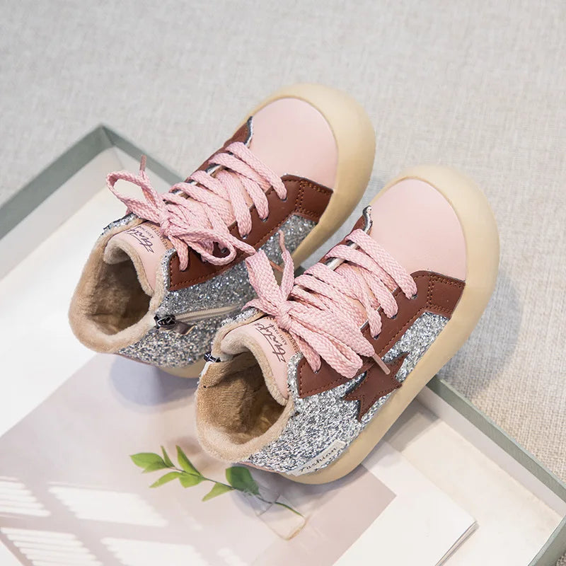 Kids Girls Sequined Board Star Casual Sneakers childrensterritory