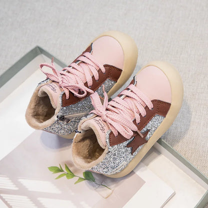 Kids Girls Sequined Board Star Casual Sneakers childrensterritory