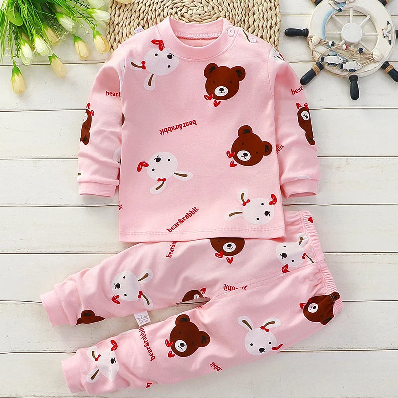 Kids Cartoon Print Casual Winter Clothing Set