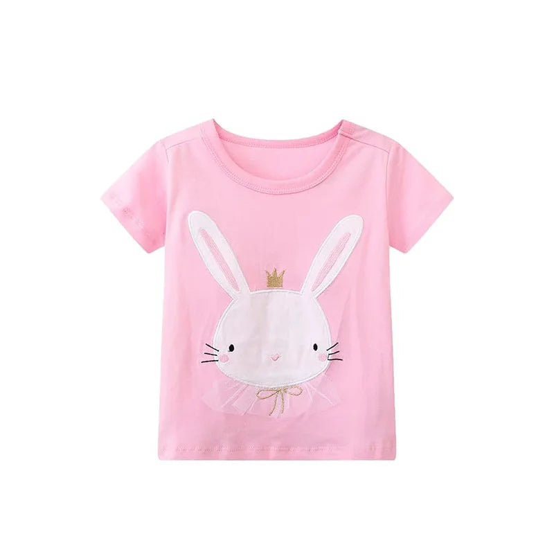 Little Girls Cartoon Rabbit Design Cotton Summer T-shirt
