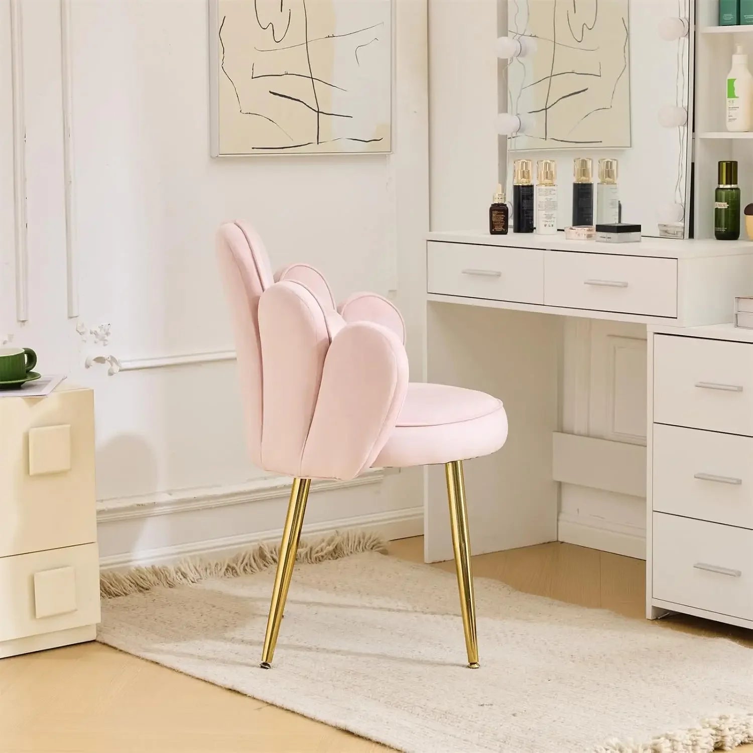 Comfy Modern Design Makeup Vanity Chair with Back childrensterritory
