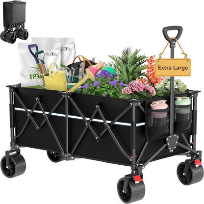 A Robust, Foldable Utility Garden Cart with Large All-terrain Wheels childrensterritory