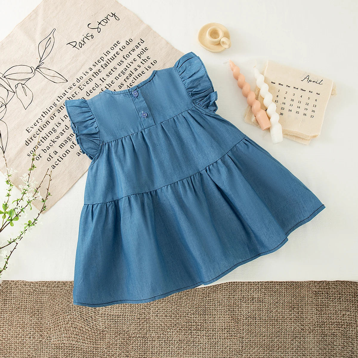 Baby Girl Bow Design Solid Color Cute Summer Dress