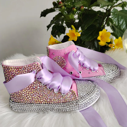 Kids Girls Handmade Rhinestones Bling Canvas Shoes childrensterritory