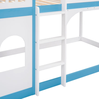 Twin Over Twin Castle Bunk Bed with Ladder childrensterritory