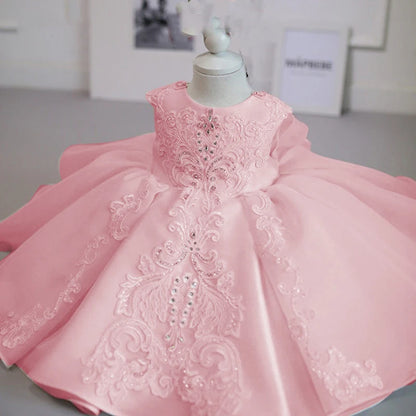 Little Girl Lace Embroidery Puffy Princess Party Dresses