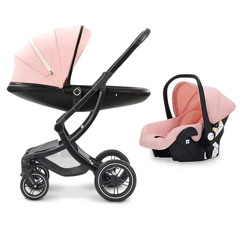 3-in-1 Egg-Shaped Baby Stroller with sleeping basket and seat