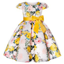 Flower Print Kids Girls Elegant Birthday Party Dresses childrensterritory