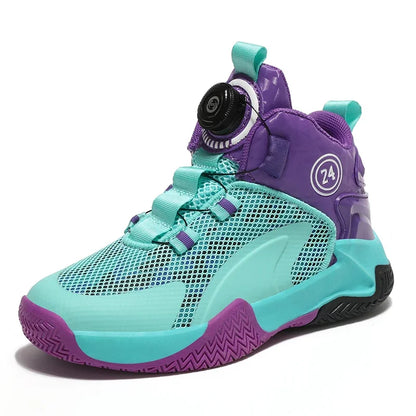 Kids Boys Non-slip No Tie Shoelaces Basketball Sneakers childrensterritory