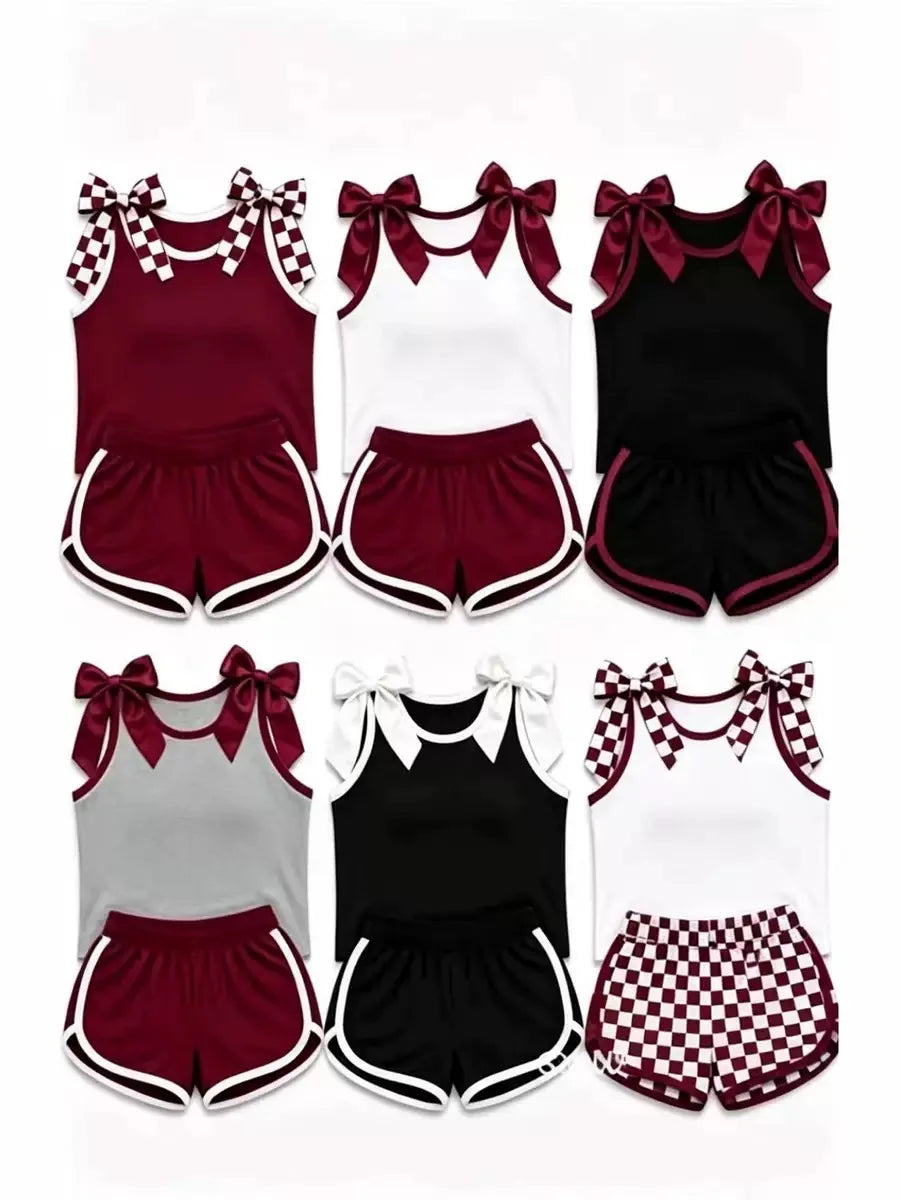 Kids Girls Stylish Bow Detail Sleeveless Top With Shorts