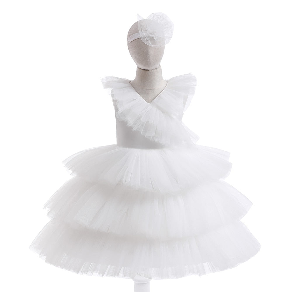 Kids Girls Fluffy Tiered Tulle Bridesmaid Party Dresses childrensterritory