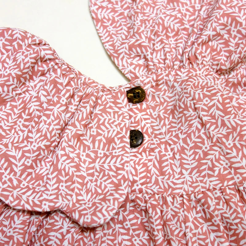 Little Girls Long Sleeves Turndown Collar Floral Princess Dress childrensterritory