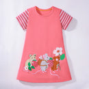 Kids Girls Cartoon Embroidered Summer Cotton Dresses childrensterritory