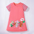 Cartoon Mouse and Floral Embroidered Summer Dress for Girls childrensterritory