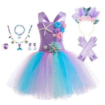 Girls Mermaid Style Tutu Princess Birthday/Halloween Party Dresses childrensterritory