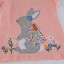 Cartoon Rabbit Embroidery Little Girls Cotton Tops for Summer childrensterritory
