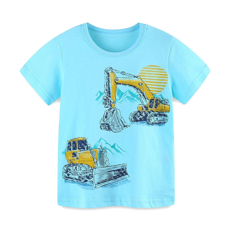 Little Boys Cartoon Excavator Design Cotton T-shirt childrensterritory