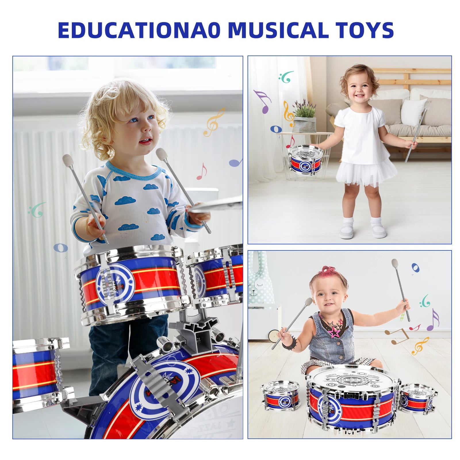Kids Musical Instruments Toy- Mini Jazz Drum Set with Stool