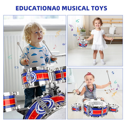 Kids Musical Instruments Toy- Mini Jazz Drum Set with Stool
