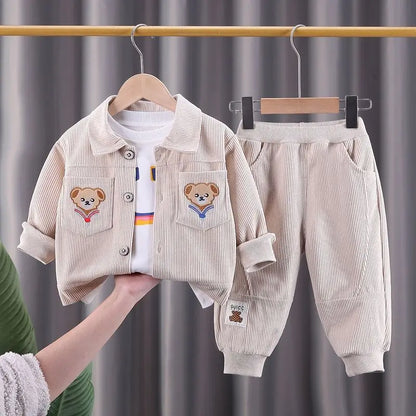 Kids Cartoon Print Long Sleeves Casual Clothing Set childrensterritory
