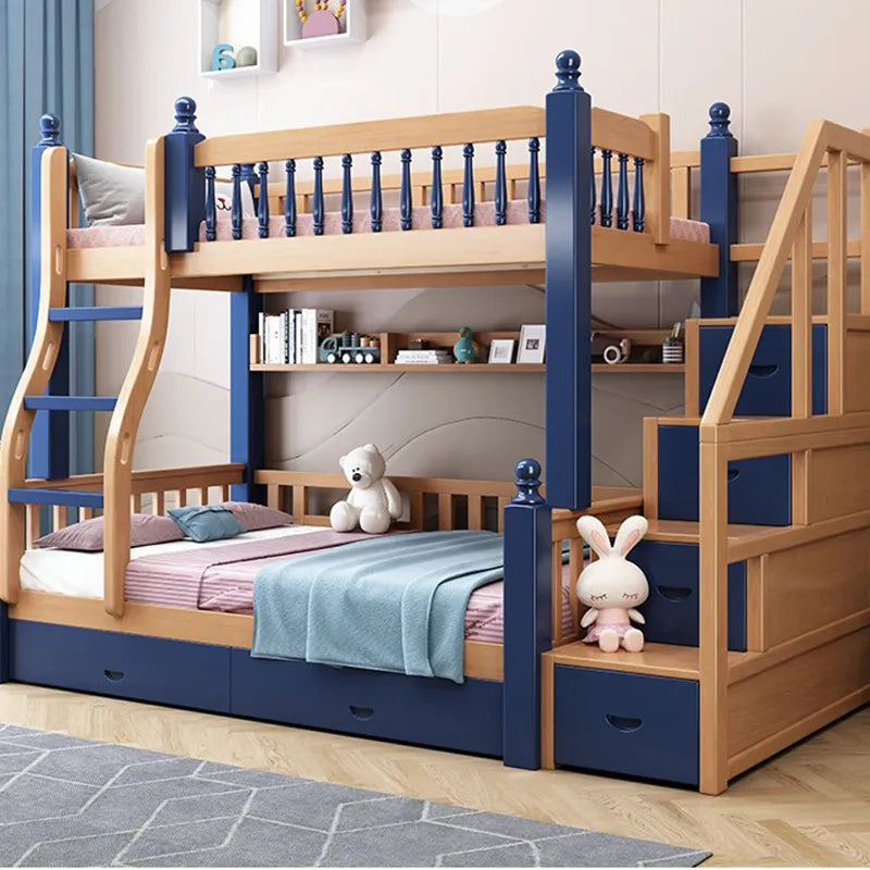 Space Saver Wooden Bunk Bed with Staircase and Storage childrensterritory